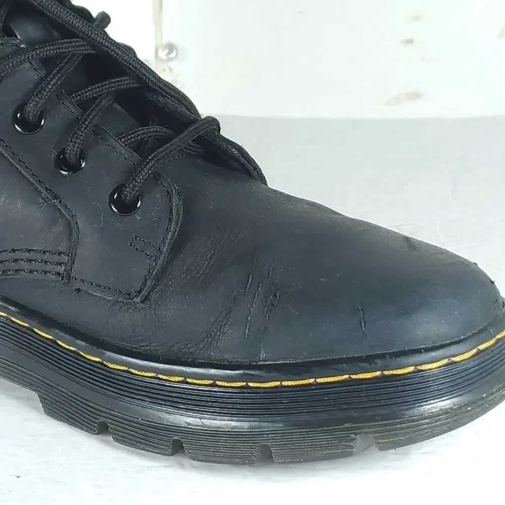 Dr. Martens Combs US M8/L9 Black Leather 8 Eyelets Lace-Up Ankle Combat Boots